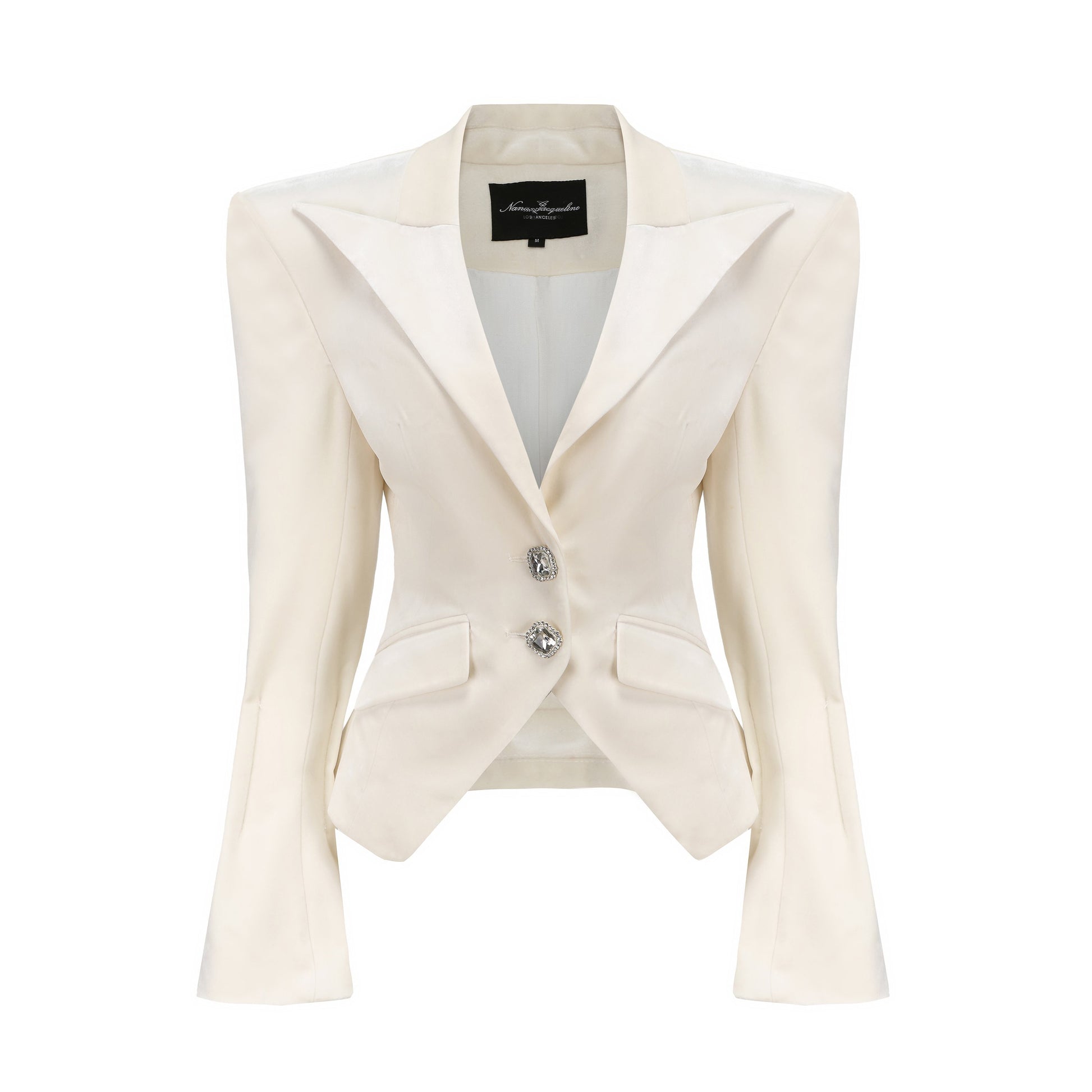 White Brianna Velvet Blazer - Nana Jacqueline