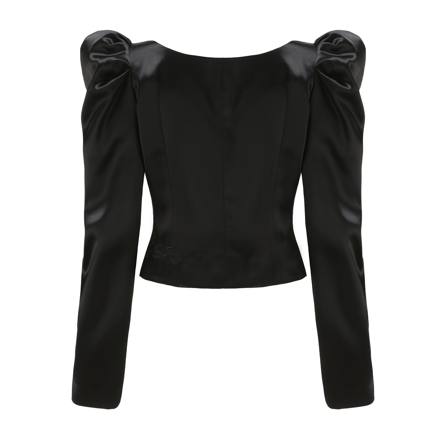 Black Jaylene Satin Shirt with Puff Sleeves - Nana Jacqueline