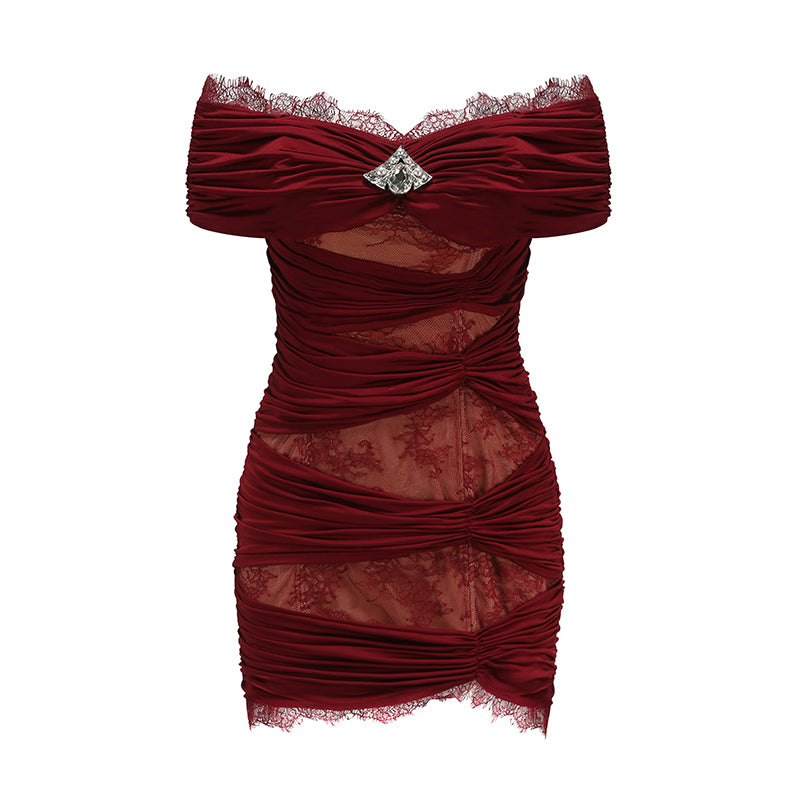 Danielle Lace Dress (Red) (Final Sale)