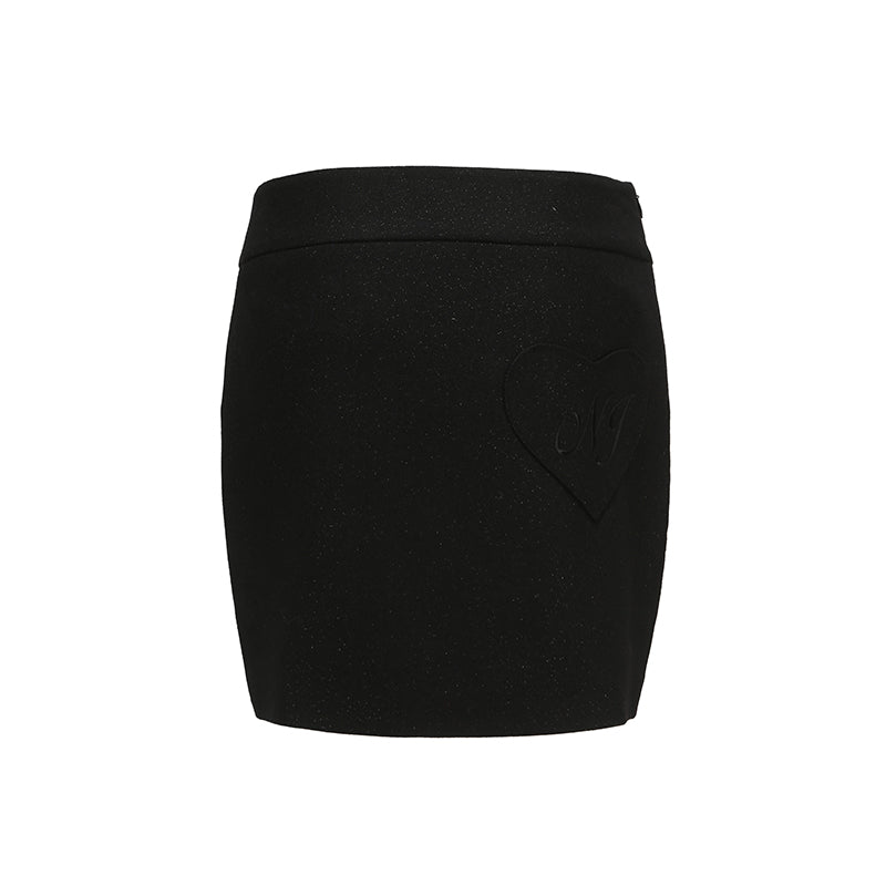 Priscilla Heart Pocket Skirt (Black) (Final Sale)