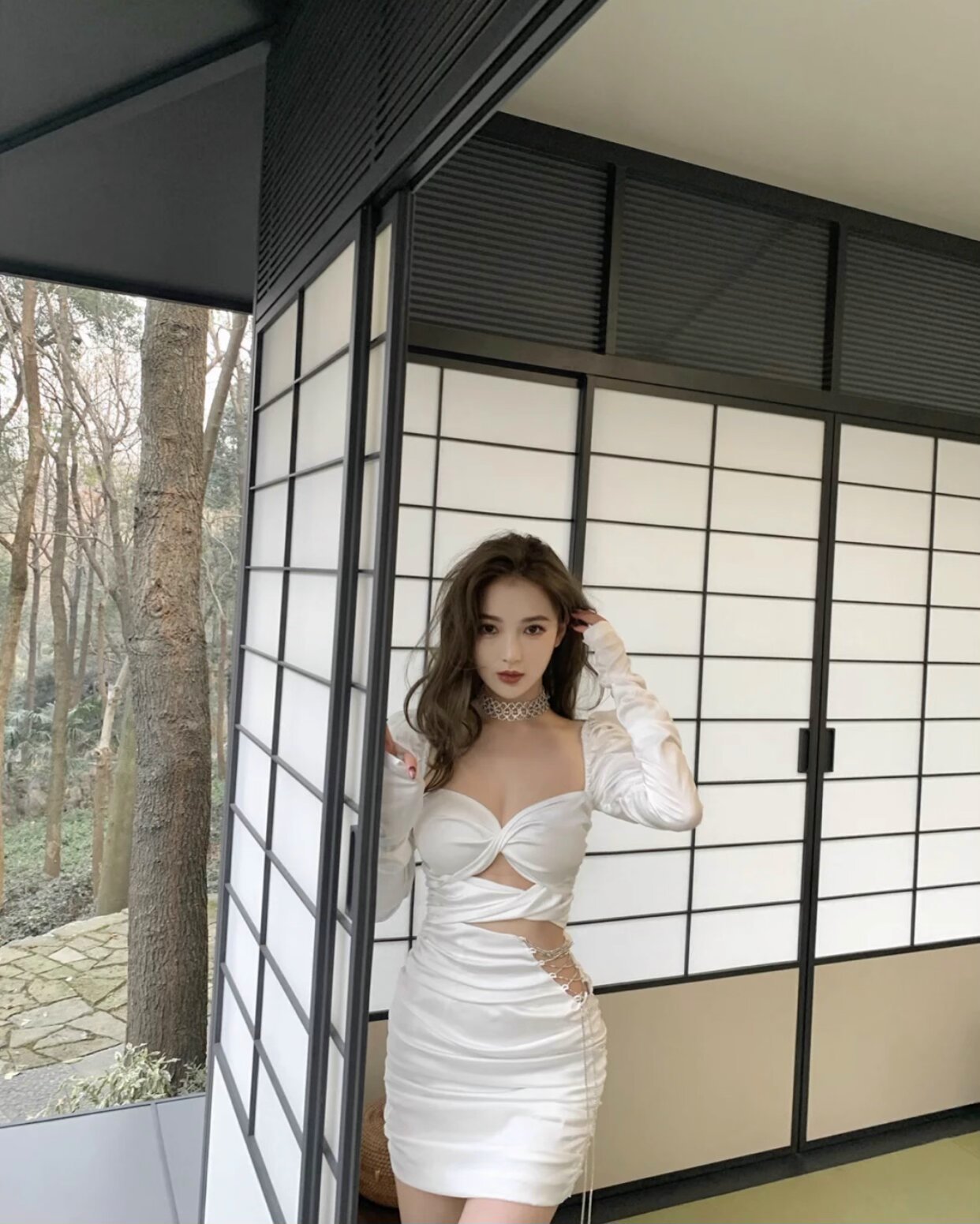 Bonnie sexy White Cross Crystal Dress - Nana Jacqueline