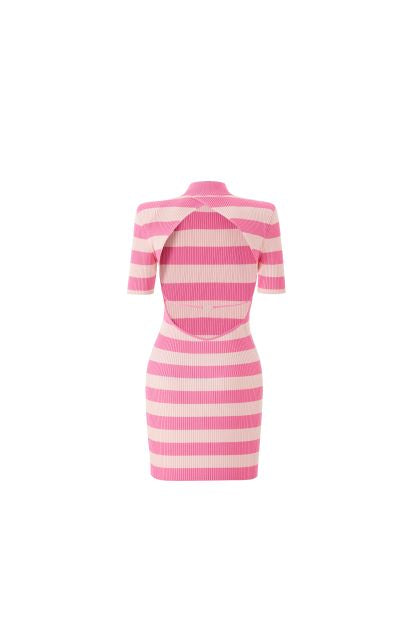 Madeline Knit Open Back Dress (Pink) (Final Sale)