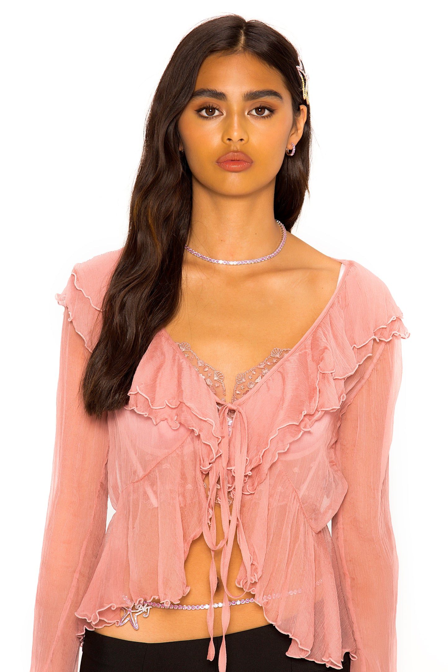 Gabriella Cardigan Top (Pink)