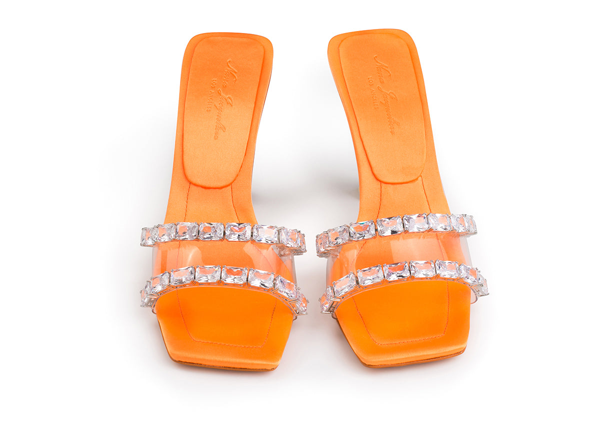 Orange Sandals with rhinestone