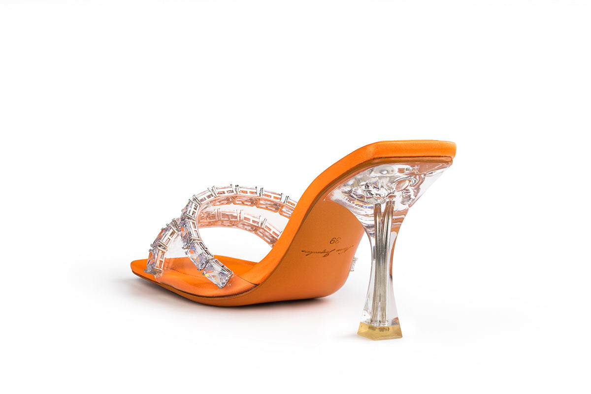 Orange Sandals with rhinestone