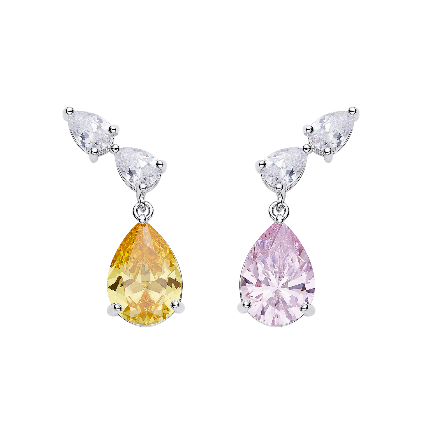 pink and a yellow diamond earrings