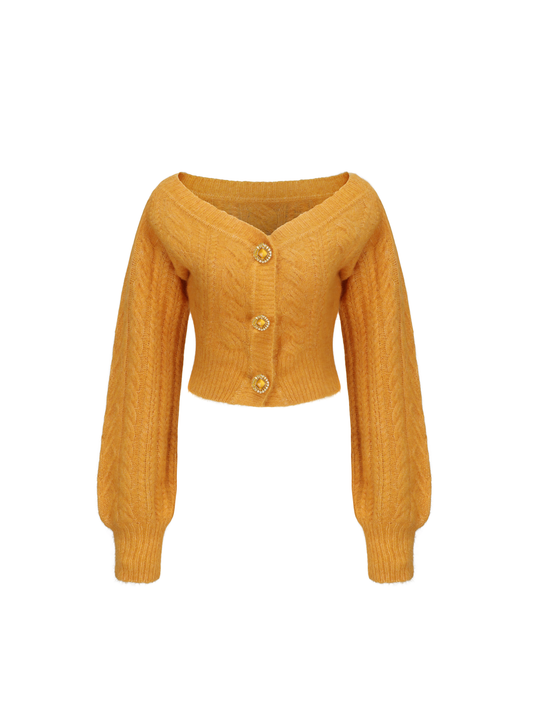 Eva Off Shoulder Cardigan (Yellow)