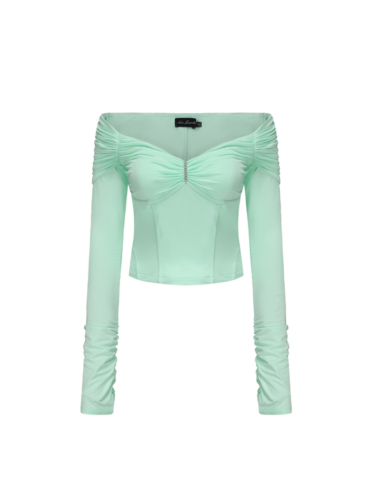 Micaela Off Shoulder Top (Green) (Final Sale)