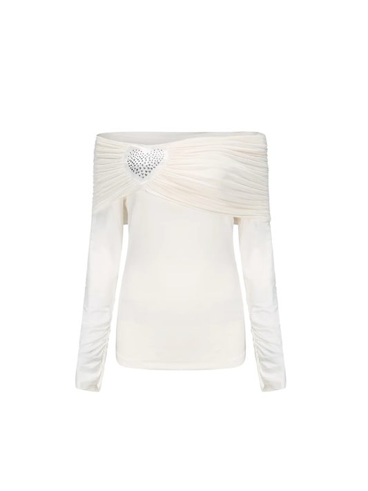 Luciana Heart Top (White) (Final Sale)