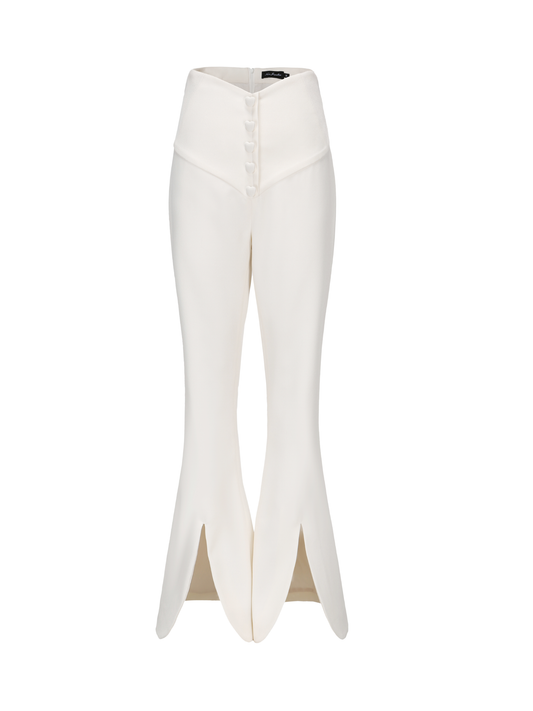 Elle Heart Buckle Pants (White) (Final Sale)