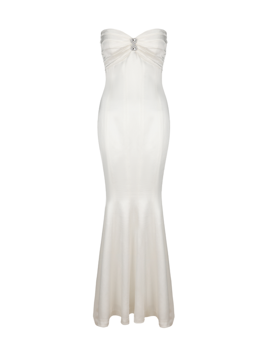 Aurora Satin Dress (White)